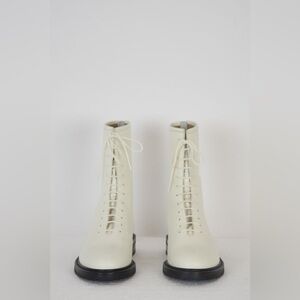 Leather Combat Boots Off-White by LEGRES